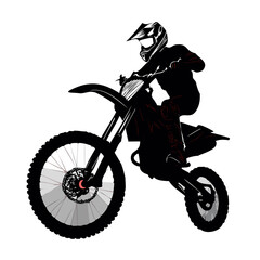 black silhouette of a male motorcycle trials rider