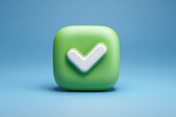 Green Checkmark Icon on Blue Background