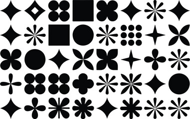 Fototapeta premium Retro Futuristic Geometry Silhouette Collection Y2K Groovy Shape Elements