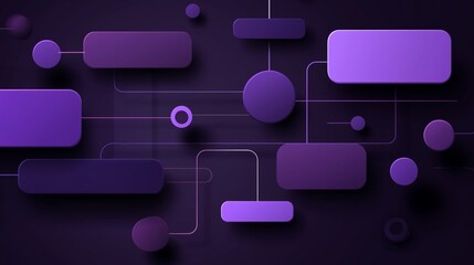 Purple data flow visualization with shapes and lines on dark background