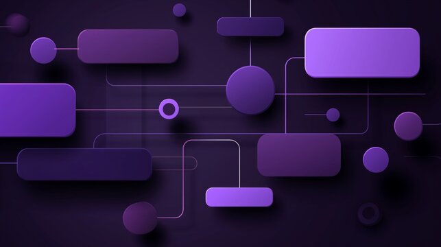 Purple data flow visualization with shapes and lines on dark background - Powered by Adobe