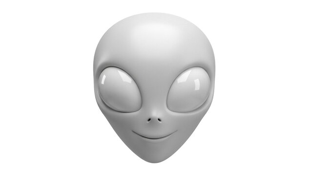 Grey alien head isolated PNG on transparent background, extraterrestrial being with large eyes for science fiction and space exploration themes
