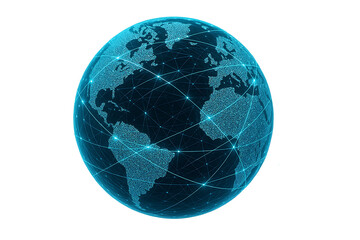 Digital global network earth technology concept isolated on transparent background