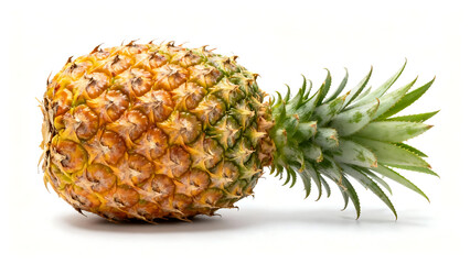 Fresh Pineapple with Leaves Isolated on White