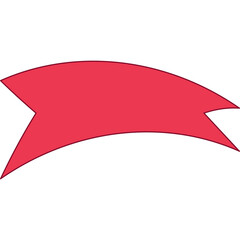 Red ribbon. Banner symbol. Decorative element. Vector illustration isolated on white.