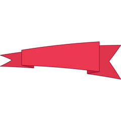 Red ribbon. Banner symbol. Decorative element. Vector illustration isolated on white.