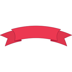 Red ribbon. Banner symbol. Decorative element. Vector illustration isolated on white.