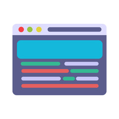 Website interface layout with content blocks and code style design.