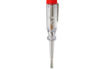 Electric voltage tester screwdriver tool isolated on transparent background