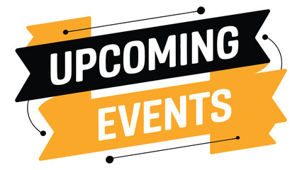 upcoming events announcement illustration with ribbon banners for marketing promotion business communication and event scheduling