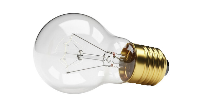 Classic incandescent light bulb PNG isolated on transparent background, vintage style electric lamp for retro design and energy concepts