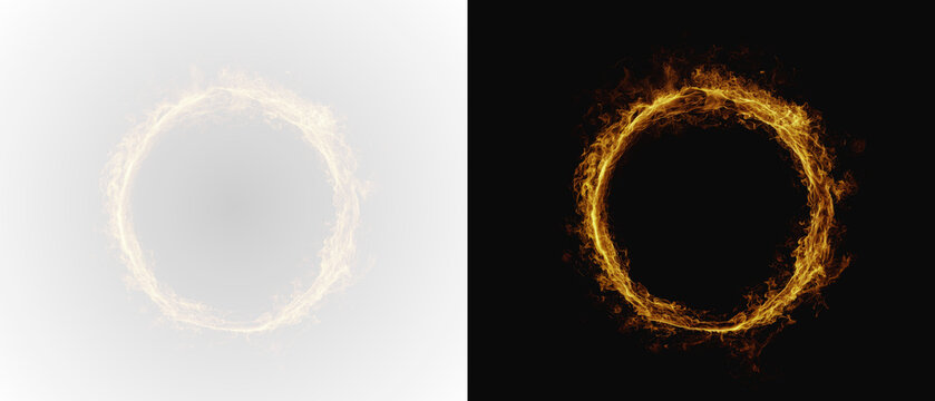 Scorched Ring of Fire with Intense Flame. Swirling Ring of Fire with Sparks PNG Glowing light round. Transparent PNG. PNG circle line creating a circular frame and round portal