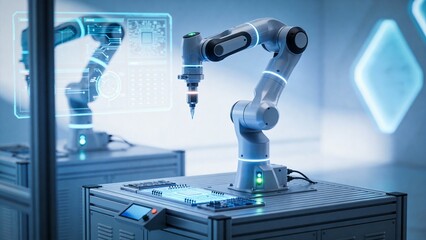 Industrial robotic arm in operation