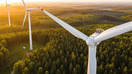 Wind turbines in forest landscape