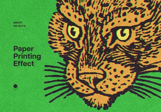 Vintage Paper Print Effect Mockup