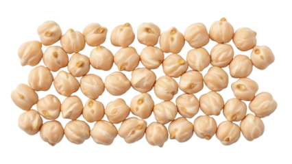 Pile of beige chickpeas isolated PNG on transparent background, healthy legume seeds for cooking and vegetarian diet