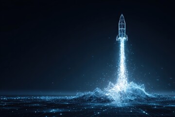 Obraz premium Digital Rocket Launch Illustration