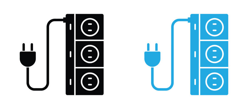 Electric socket power outlets with plug. Electricity socket power plug vector illustration icon set.