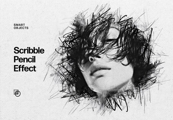 Scribble Pencil Photo Effect Mockup