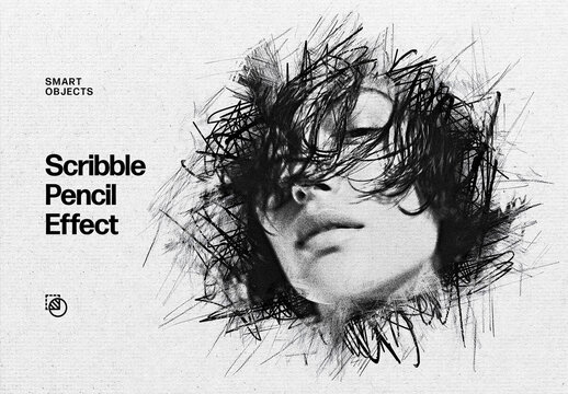 Scribble Pencil Photo Effect Mockup