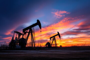 Oil Pumpjacks at Sunset