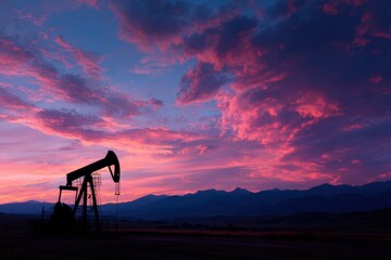 Naklejka premium Oil Pumpjack at Sunset