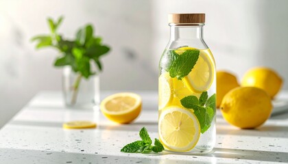 lemonade with lime and mint
