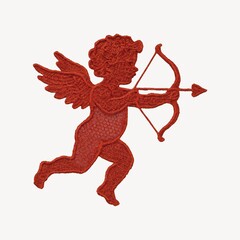 Fototapeta premium Red cupid silhouette with bow