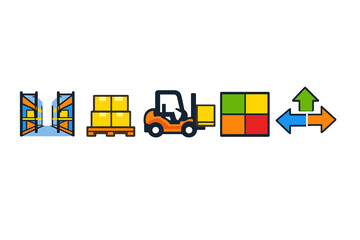 Obraz premium Warehouse and logistics icons