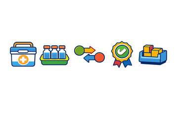 Medical icons and process flowchart