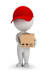 3d small people - courier with the parcel