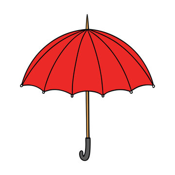 A vibrant red umbrella stands out against a soft, rainy backdrop, symbolizing warmth, protection, and romance as raindrops fall gently around it on a quiet city street at dusk.
