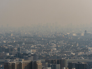 【高解像度】黄砂に覆われた都市の風景