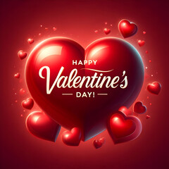 Happy Valentine's Day Red Hearts