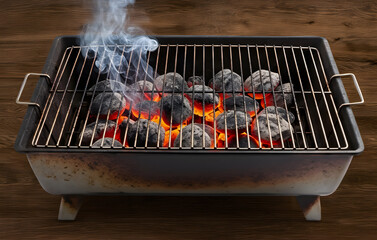 Hot Charcoal Grill With Smoke