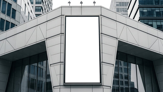 Blank Vertical Billboard Mockup on Modern Urban Building Facade