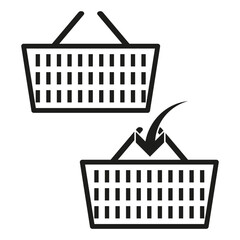 Shopping basket icon. Retail Vector container. Grocery market symbol. Commercial store carrier.