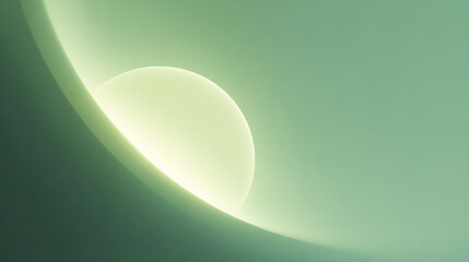 Abstract green background with glowing sphere. Modern digital art for graphic design. Saint Patrick Day theme. Aesthetic gradient wallpaper.