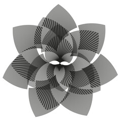 Professional linear flower Vector. Symmetrical bloom patterns. Organic blossom symbols. Elegant petal graphic element.