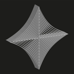 Shining star icon. Dimensional Vector shape. Linear point symbol. Professional dark black background surface