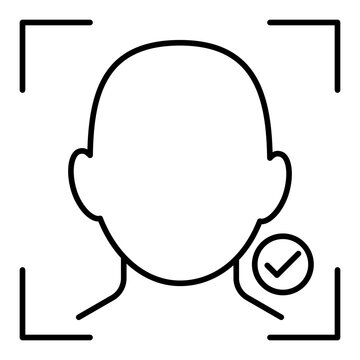 facial recognition line icon with editable stroke