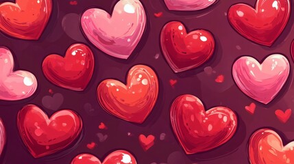 Red hearts floating creating a romantic and dreamy atmosphere, perfect for valentine's day or any love-themed project