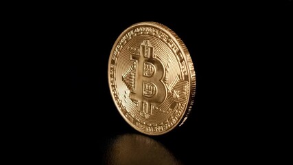 Single bitcoin coin isolated on dark background representing cryptocurrency digital finance investment blockchain technology and modern decentralized economy symbol - Powered by Adobe