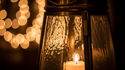 Warm Lantern Glow, Candlelight, Cozy Atmosphere, Evening Gathering, Indoors, Close-Up, Inviting Serenity