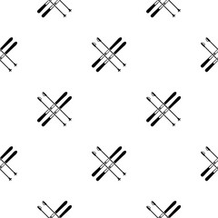 Obraz premium Skis and ski poles pattern seamless isolated on white background