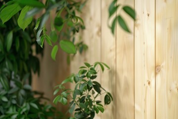Lush green foliage fills the corner of a cozy indoor space, with wooden panels providing a natural backdrop for various plant species basking in soft light
