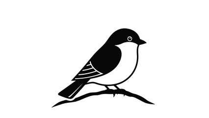 Fototapeta premium Little Bird Perched on a Branch Illustration Isolated on White Background