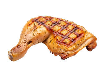 Grilled chicken leg isolated on transparent background
