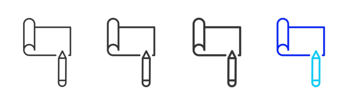 Concept Draft icon set collection creative outline style for product lifecycle management with multiple thickness variations suitable for digital branding and UI design