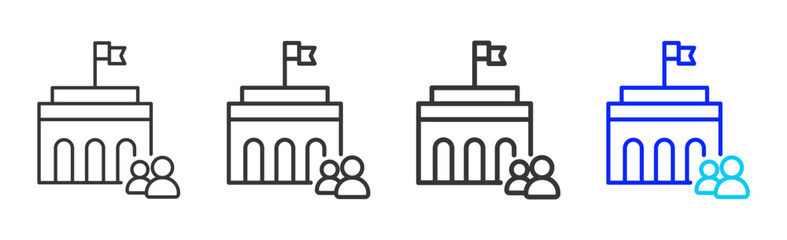 Obraz premium Policy Team icon set collection creative outline style for product lifecycle management with multiple thickness variations suitable for digital branding and UI design